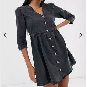ASOS DESIGN soft denim tea dress in black